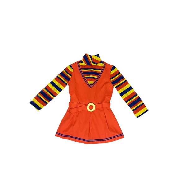 Other - Vintage Kids Mod Orange Costume Dress Rainbow Stripe 70s 80s Retro Costume